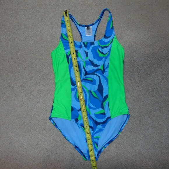 Spyder Blue Green Swirl Swimsuit Leotard XL - Picture 7 of 8